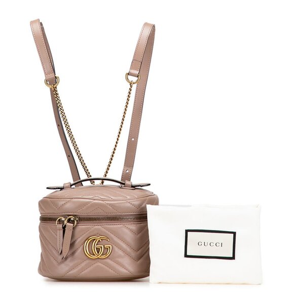 GUCCI Authentic Cream Leather GG Marmont Backpack - Picture 10 of 11